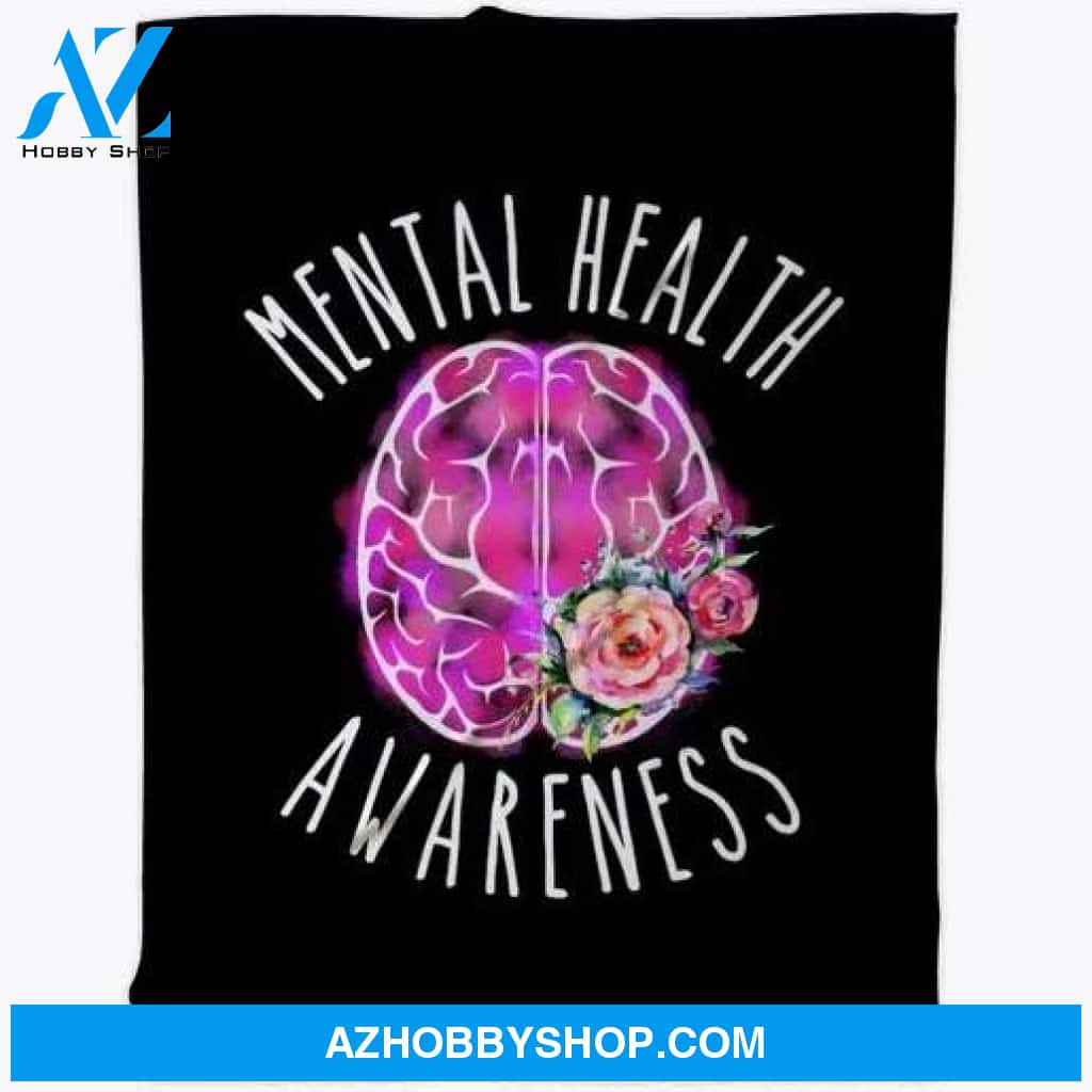 Cute Mental Health Awareness Brain Blankets - Black - Design By Tiffany Hensley - Spring