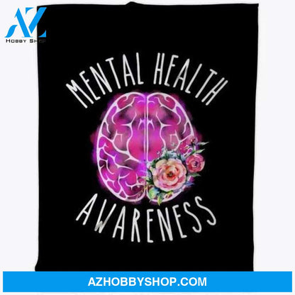 Cute Mental Health Awareness Brain Blankets - Black - Design By Tiffany Hensley - Spring