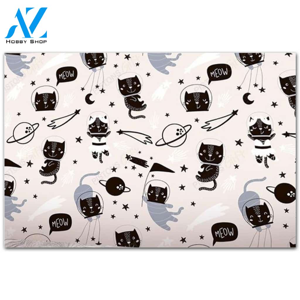 Cute Meow Astronaut Cat Funny Doormat Welcome Mat House Warming Gift Home Decor Gift for Cat Lovers Funny Doormat Gift Idea
