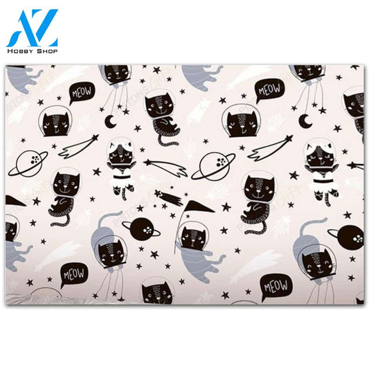 Cute Meow Astronaut Cat Funny Doormat Welcome Mat House Warming Gift Home Decor Gift for Cat Lovers Funny Doormat Gift Idea