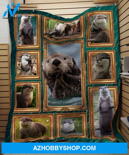 Cute Otters For Otter Lovers Fleece Blanket - Quilt Blanket