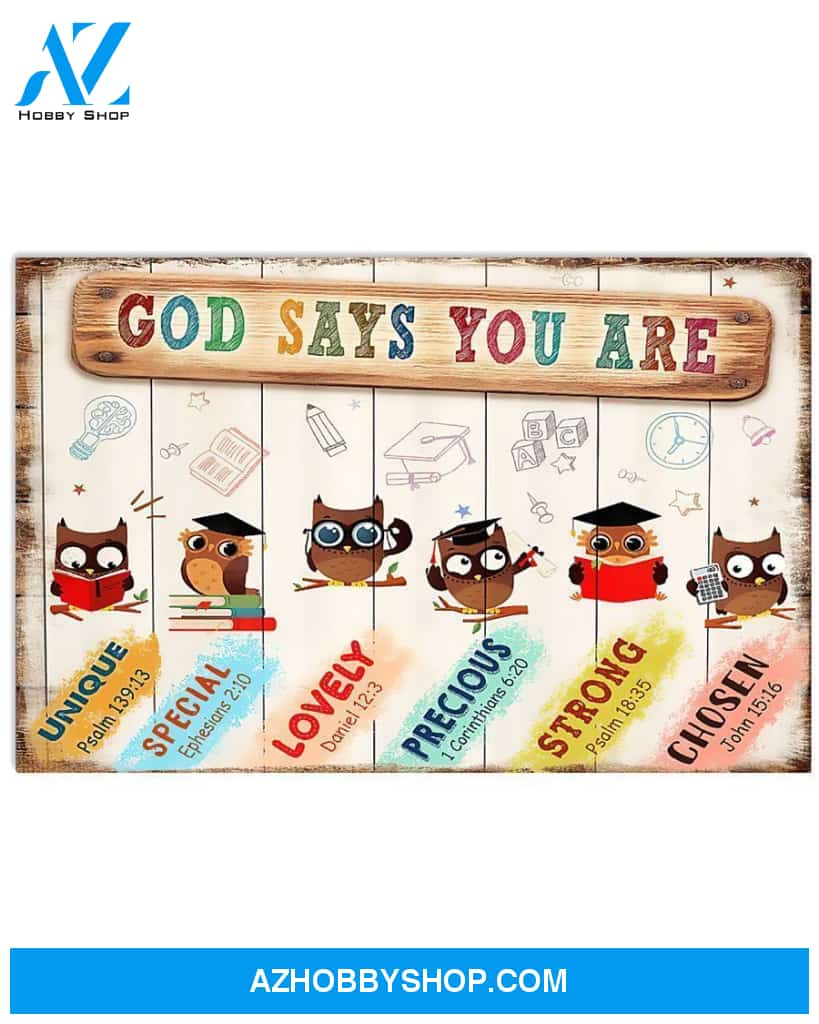CUTE OWL GOD SAYS TEACHER CANVAS
