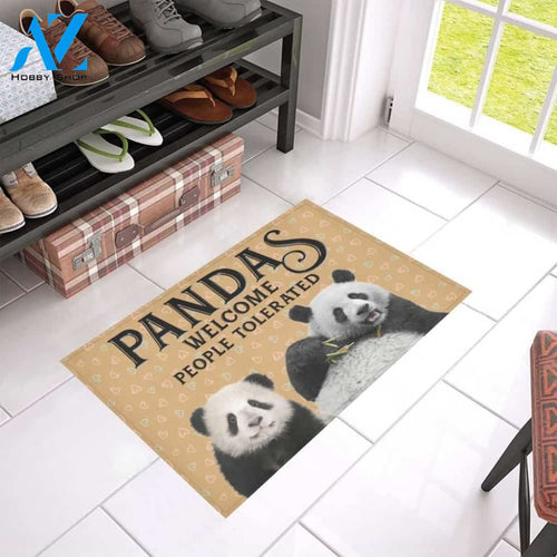 Cute Pandas Welcome People Tolerated Printed Doormat Home Decor