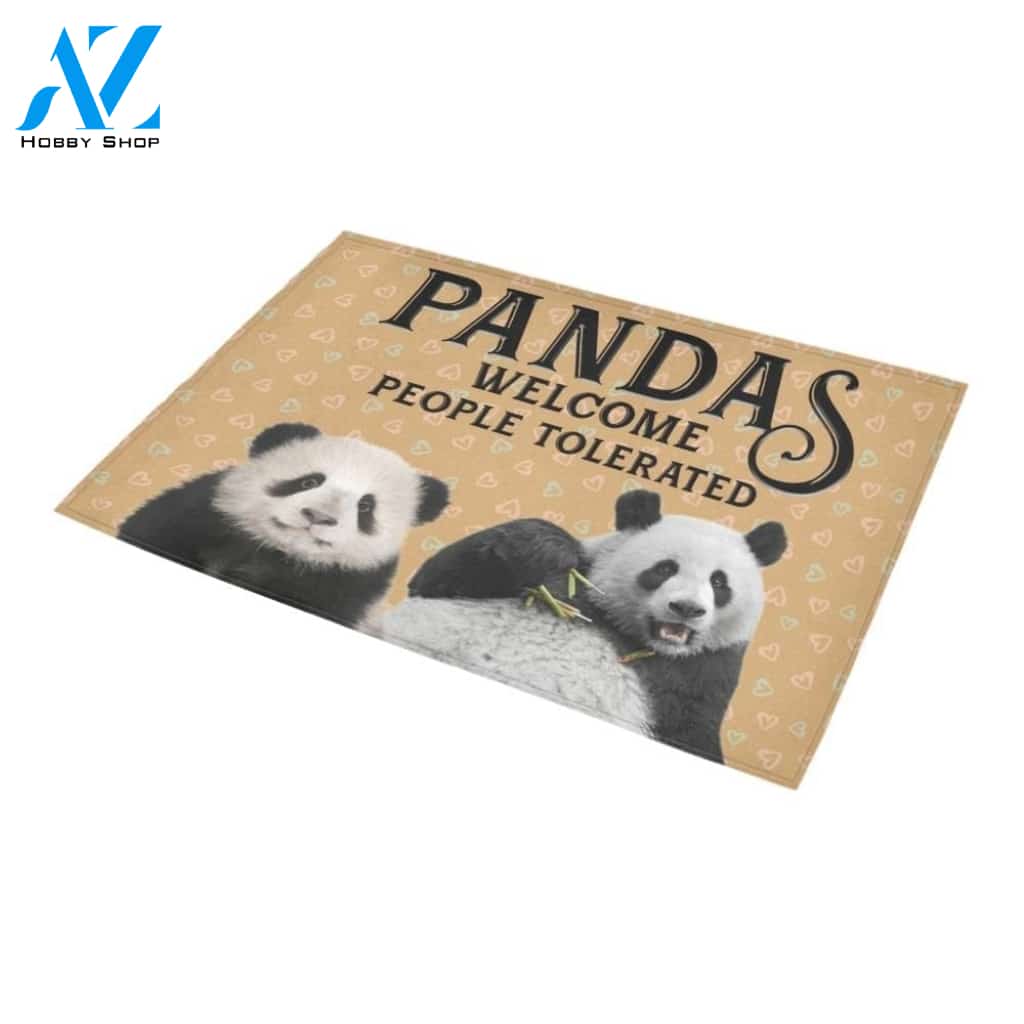 Cute Pandas Welcome People Tolerated Printed Doormat Home Decor