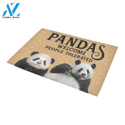 Cute Pandas Welcome People Tolerated Printed Doormat Home Decor