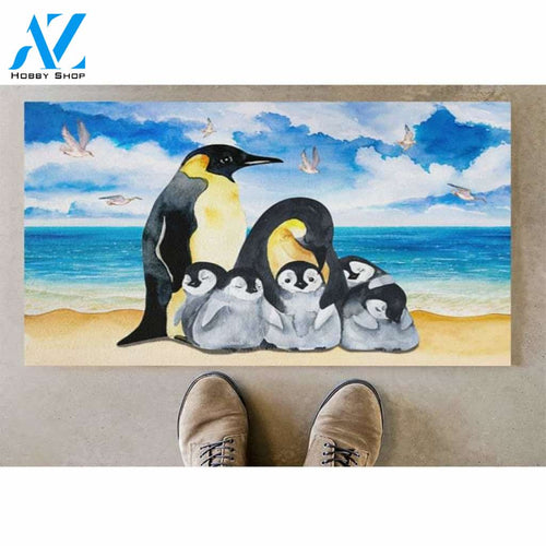 Cute Penguins Family Doormat Indoor And Outdoor Doormat Welcome Mat House Warming Gift Home Decor Funny Doormat Gift Idea