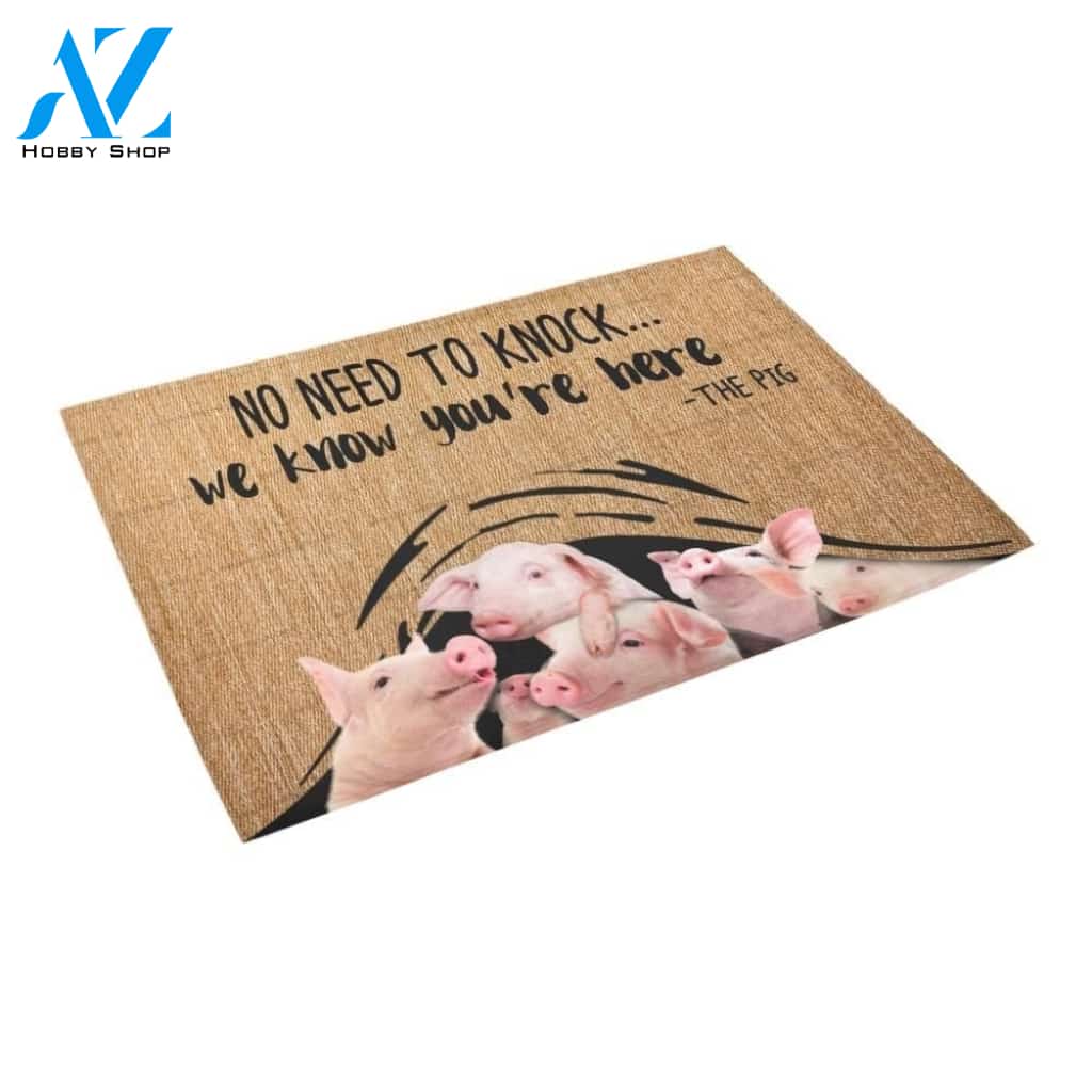 Cute Pig We Know You’re Here Printed Doormat Home Decor