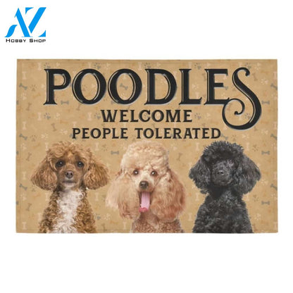Cute Poodles Welcome People Tolerated Printed Doormat Home Decor