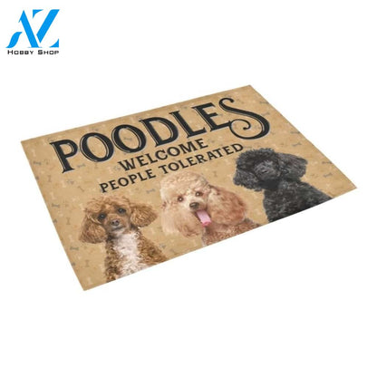 Cute Poodles Welcome People Tolerated Printed Doormat Home Decor