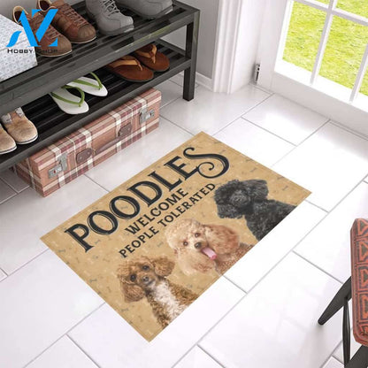 Cute Poodles Welcome People Tolerated Printed Doormat Home Decor