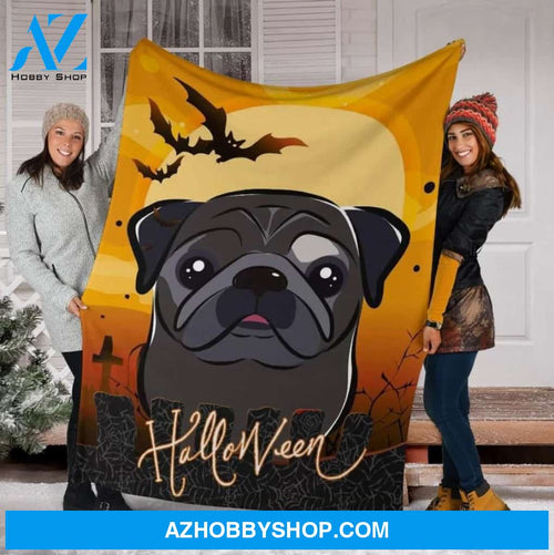 Cute Pug Halloween Gift Fleece Blanket - Sherpa Blanket