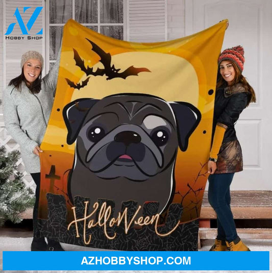 Cute Pug Halloween Gift Fleece Blanket - Sherpa Blanket