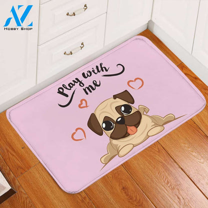 Cute Pug Pink Door Mat