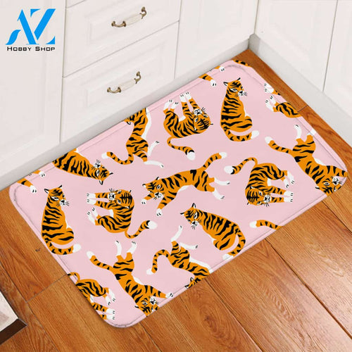 Cute Tiger Pink Door Mat