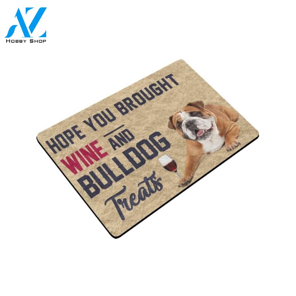 Cute Wine And Bulldog Printed Doormat Home Decor