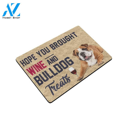 Cute Wine And Bulldog Printed Doormat Home Decor