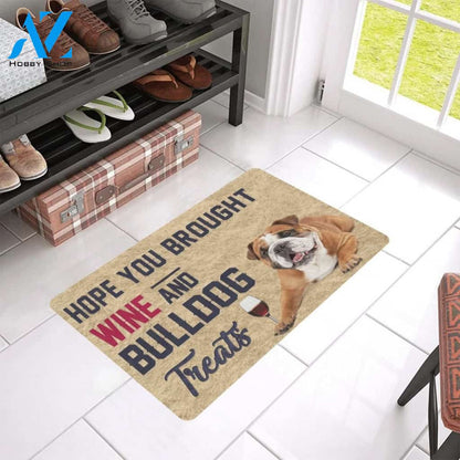 Cute Wine And Bulldog Printed Doormat Home Decor