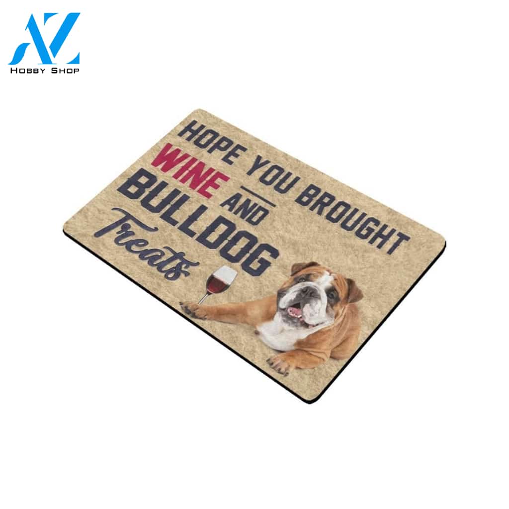 Cute Wine And Bulldog Printed Doormat Home Decor