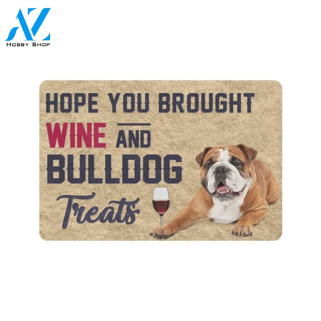 Cute Wine And Bulldog Printed Doormat Home Decor