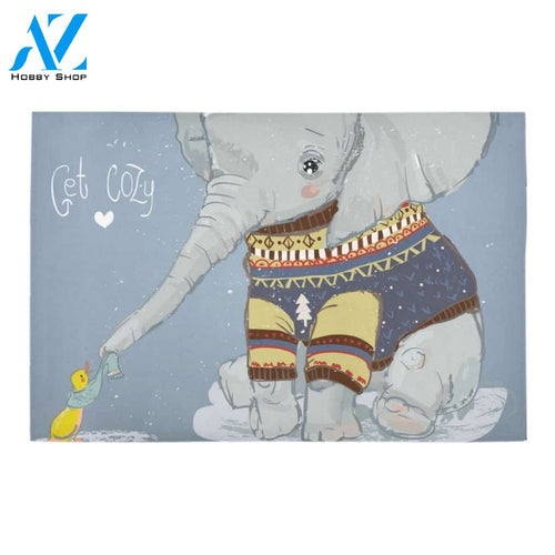 Cute Winter Elephant Doormat Welcome Mat House Warming Gift Home Decor Funny Doormat Gift Idea