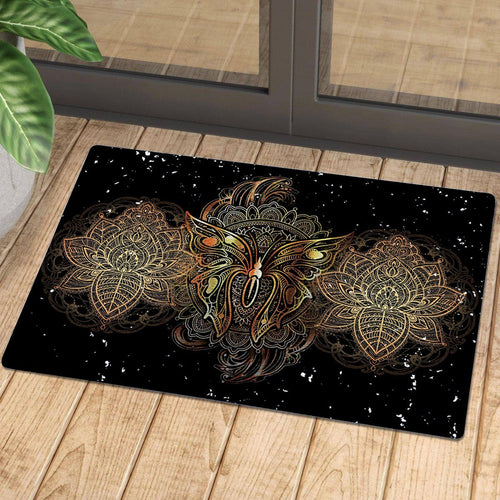 Butterfly Lotus Mandala Doormat | Colorful | Size 8x27'' 24x36''