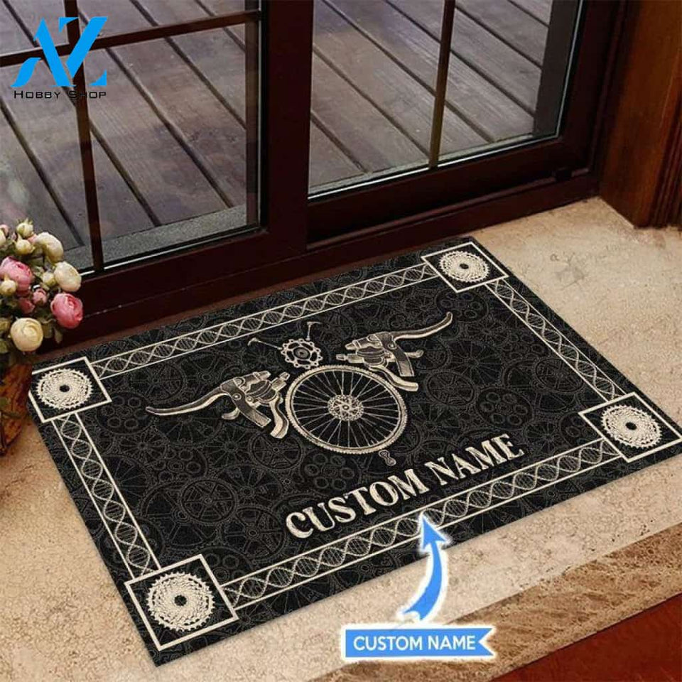 Cycling Aesthetic Black Custom Doormat | Welcome Mat | House Warming Gift