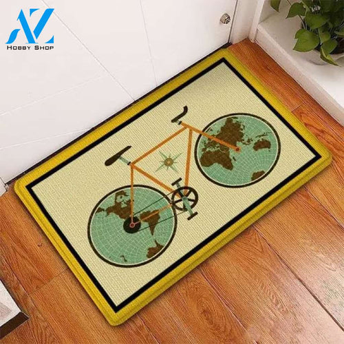 Cycling All Day Bicycle Vehicle Doormat Indoor And Outdoor Mat Entrance Rug Sweet Home Decor Housewarming Gift Gift for Friend Family Birthday New Home