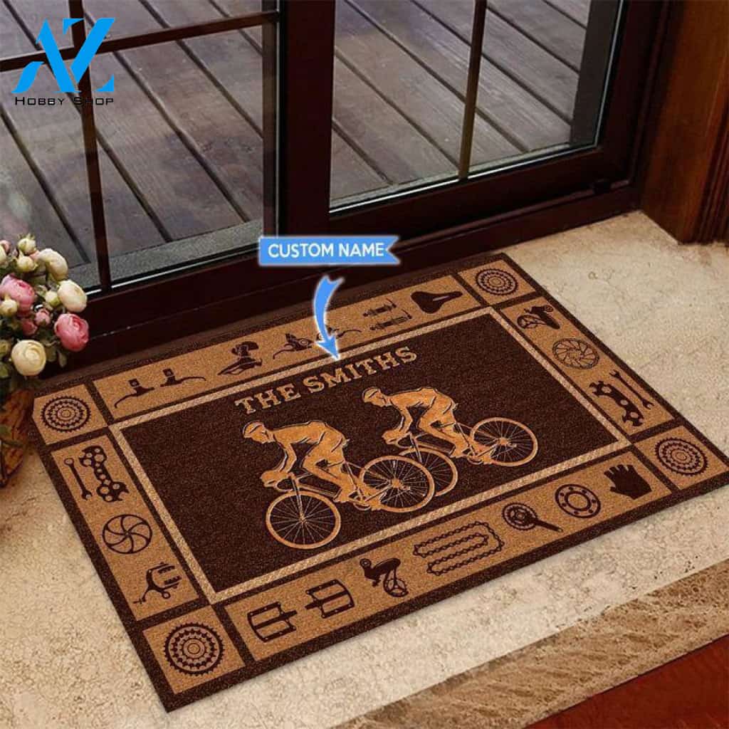 Cycling Basic Funny Custom Doormat | Welcome Mat | House Warming Gift