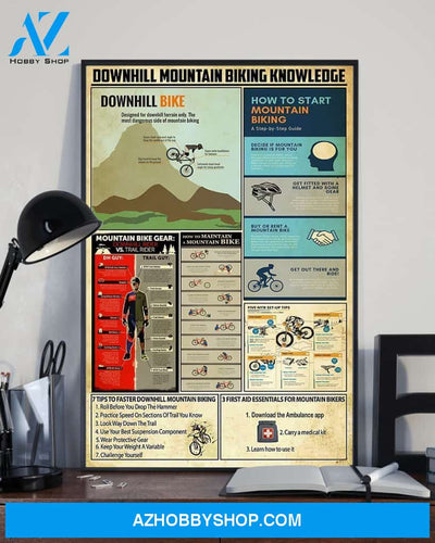 Cycling Downhill Mountain Biking Knowledge Vertical Canvas Wall Art, Wall Decor Visual Art