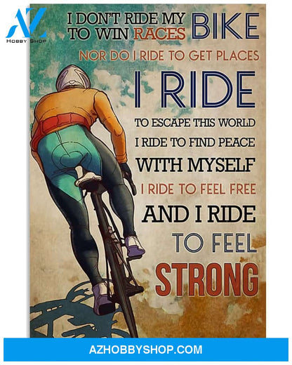 Cycling Feel Strong Vertical Canvas Decor, Wall Decor Visual Art