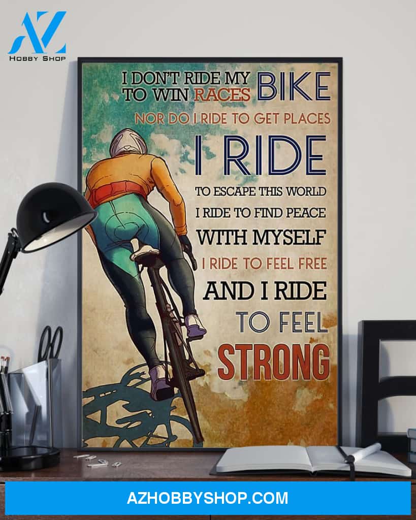 Cycling Feel Strong Vertical Canvas Decor, Wall Decor Visual Art