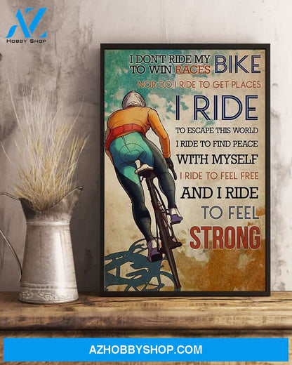 Cycling Feel Strong Vertical Canvas Decor, Wall Decor Visual Art