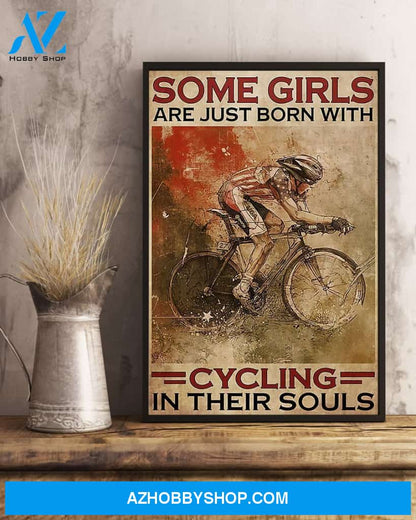 Cycling Girls Vertical Canvas Decor, Wall Decor Visual Art