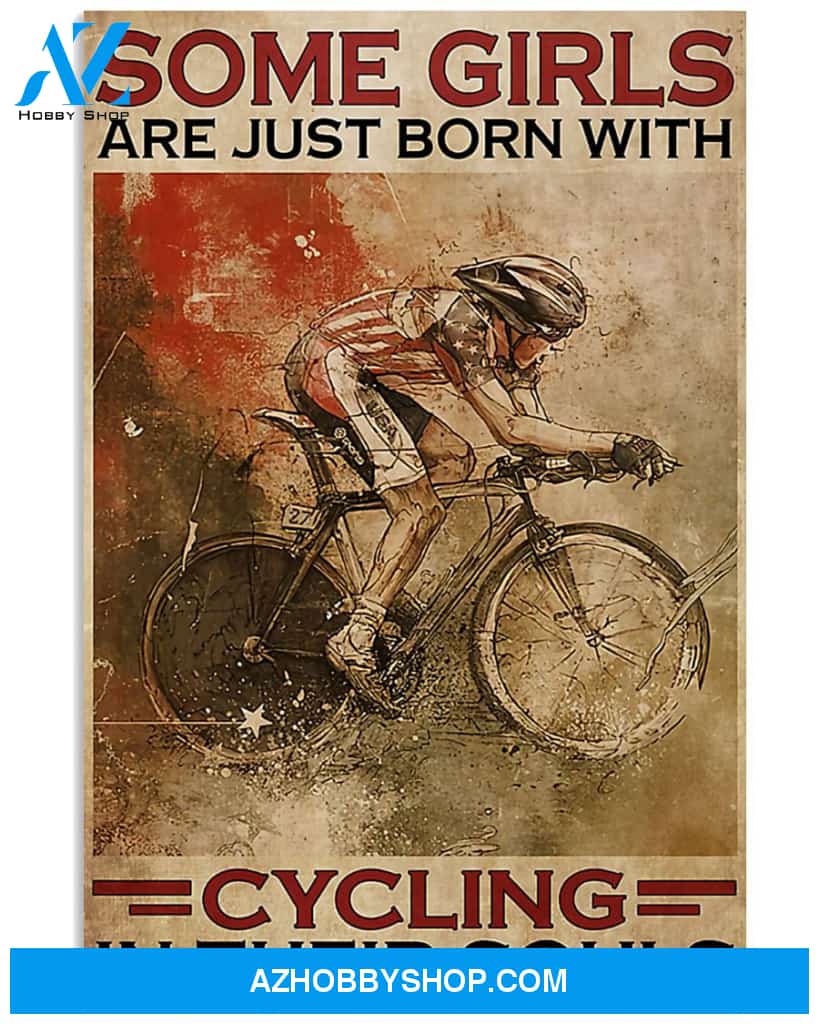 Cycling Girls Vertical Canvas Decor, Wall Decor Visual Art