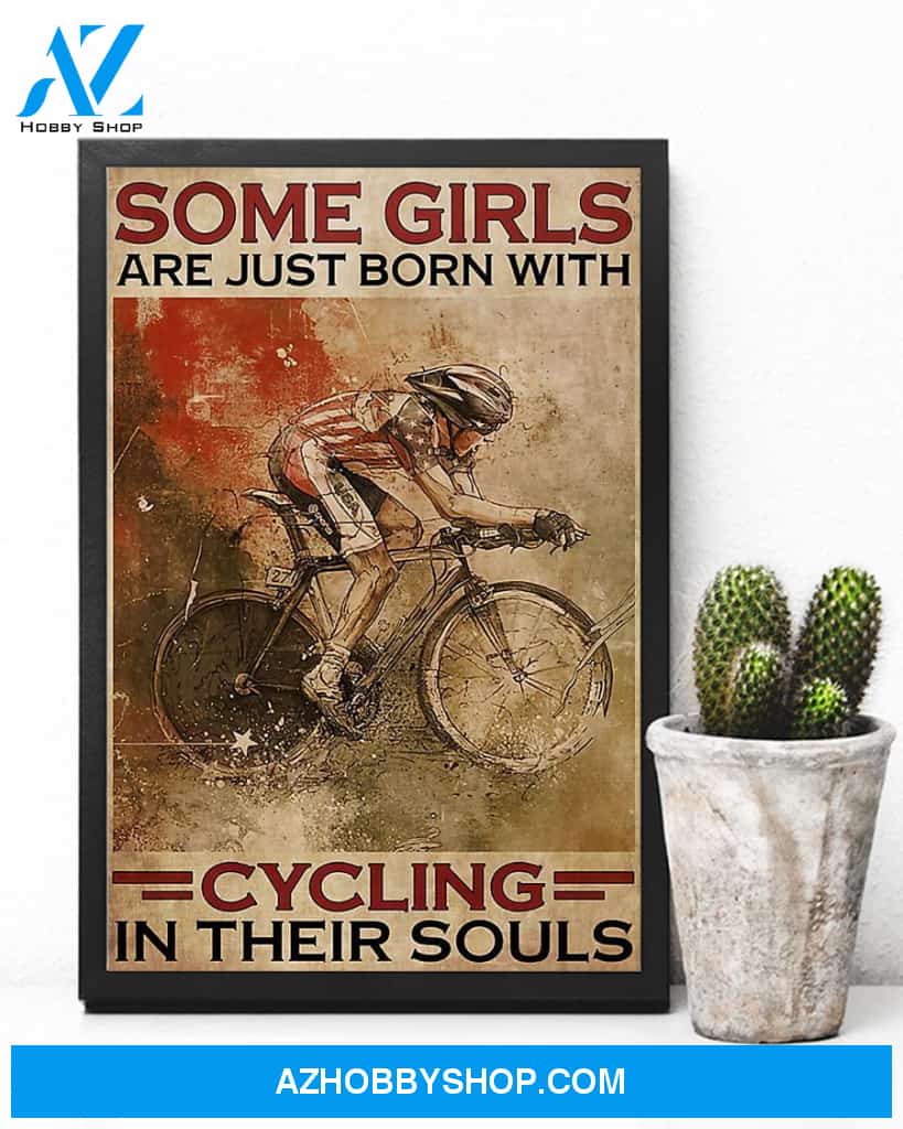 Cycling Girls Vertical Canvas Decor, Wall Decor Visual Art