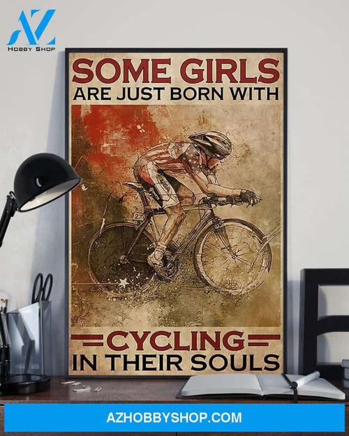 Cycling Girls Vertical Canvas Decor, Wall Decor Visual Art