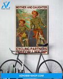 Cycling Mother And Daughter Vertical Wall Hanging, Wall Decor Visual Art