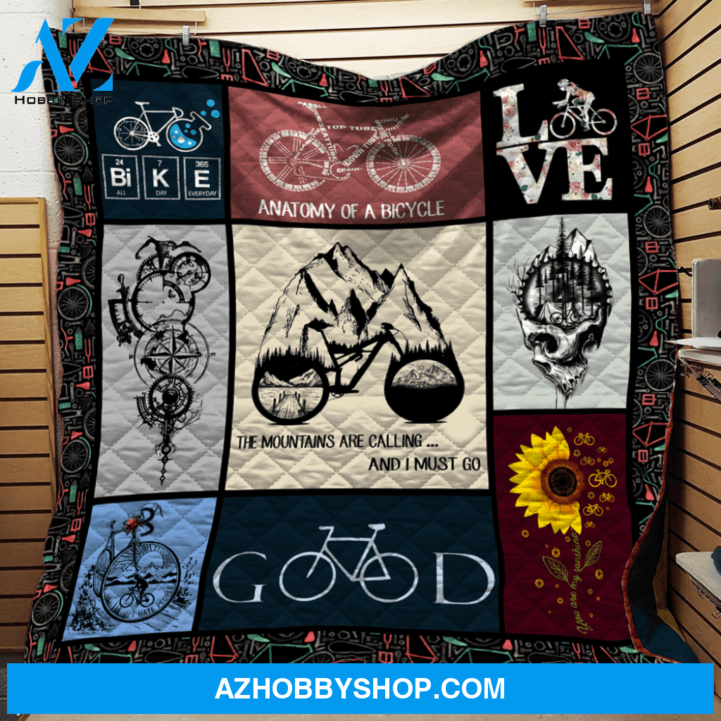 Cycling Mountain Fleece Blanket