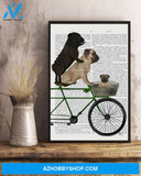 Cycling Pugs On Bicycle Vertical Canvas Wall Art, Wall Decor Visual Art