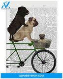 Cycling Pugs On Bicycle Vertical Canvas Wall Art, Wall Decor Visual Art