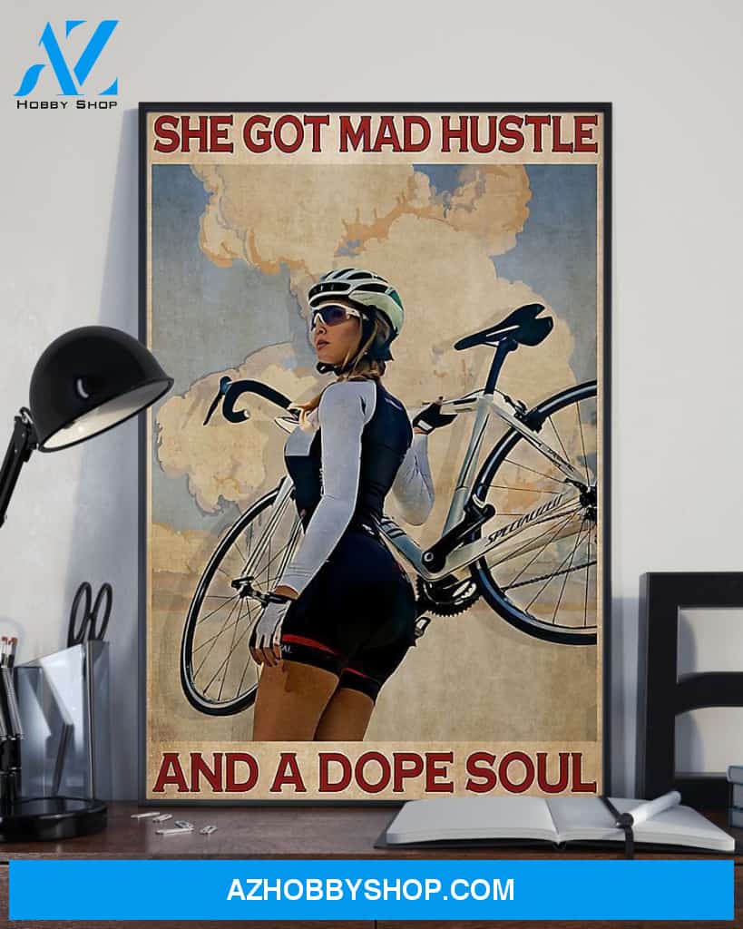 Cycling She God Mad Hustle Vertical Art Canvas, Wall Decor Visual Art
