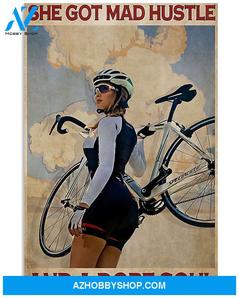 Cycling She God Mad Hustle Vertical Art Canvas, Wall Decor Visual Art