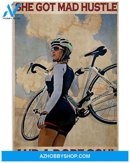 Cycling She God Mad Hustle Vertical Art Canvas, Wall Decor Visual Art
