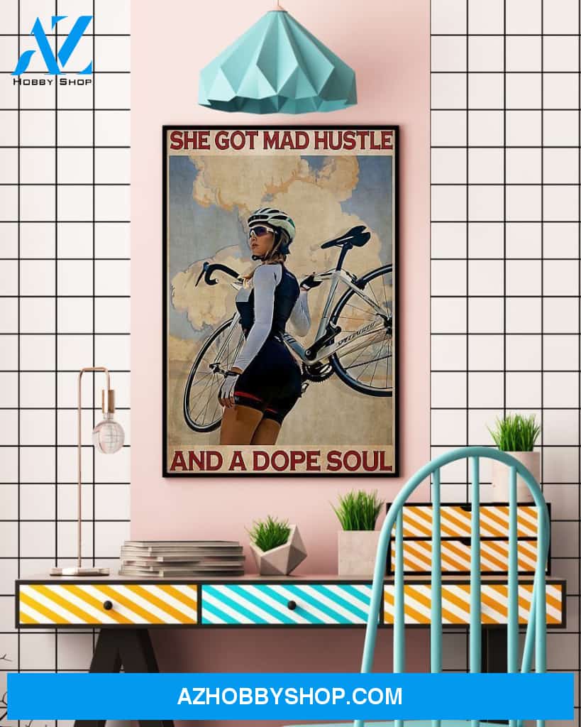 Cycling She God Mad Hustle Vertical Art Canvas, Wall Decor Visual Art