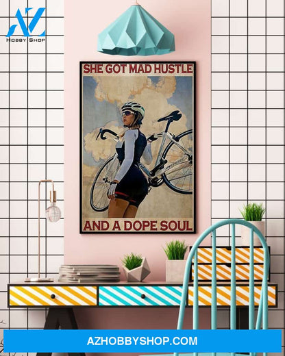 Cycling She God Mad Hustle Vertical Art Canvas, Wall Decor Visual Art