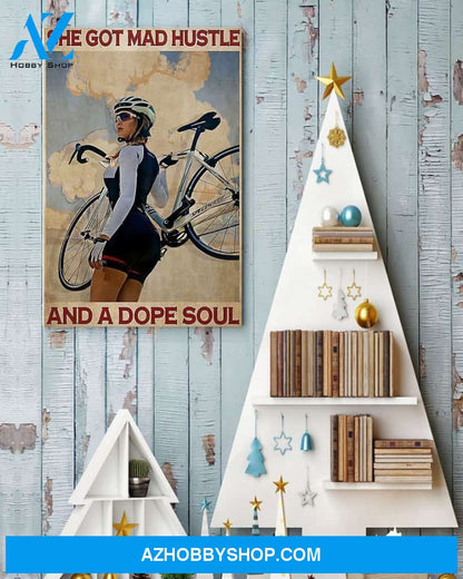 Cycling She God Mad Hustle Vertical Art Canvas, Wall Decor Visual Art