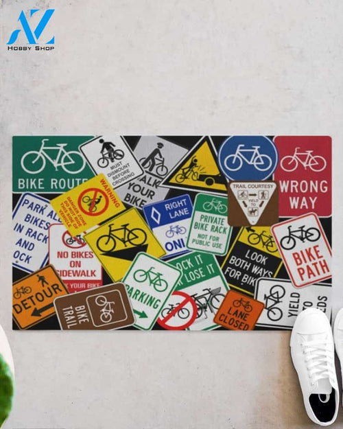 Cycling SignWarning This Property Is Protected Indoor and Outdoor Doormat Warm House Gift Welcome Mat Gift for Labrador Lovers Birthday Gift