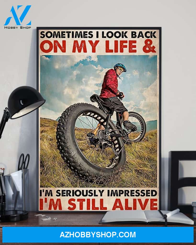Cycling Sometimes I Look Back Vertical Canvas Wall Art, Wall Decor Visual Art