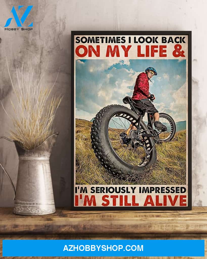 Cycling Sometimes I Look Back Vertical Canvas Wall Art, Wall Decor Visual Art