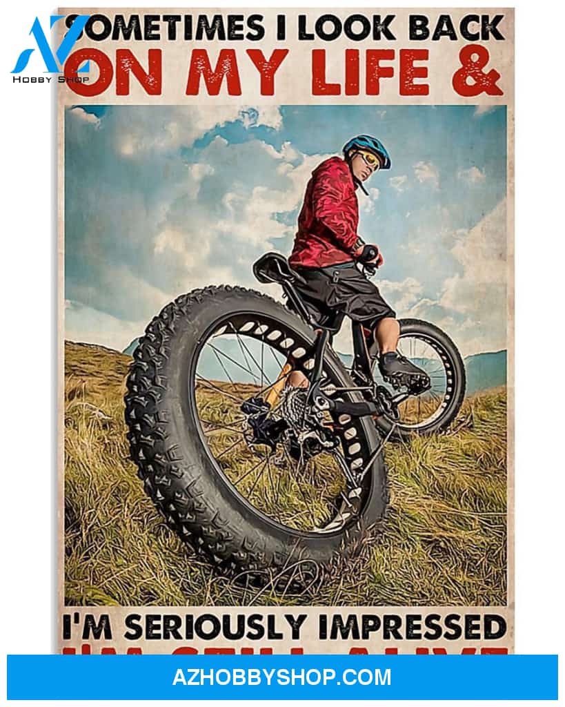 Cycling Sometimes I Look Back Vertical Canvas Wall Art, Wall Decor Visual Art